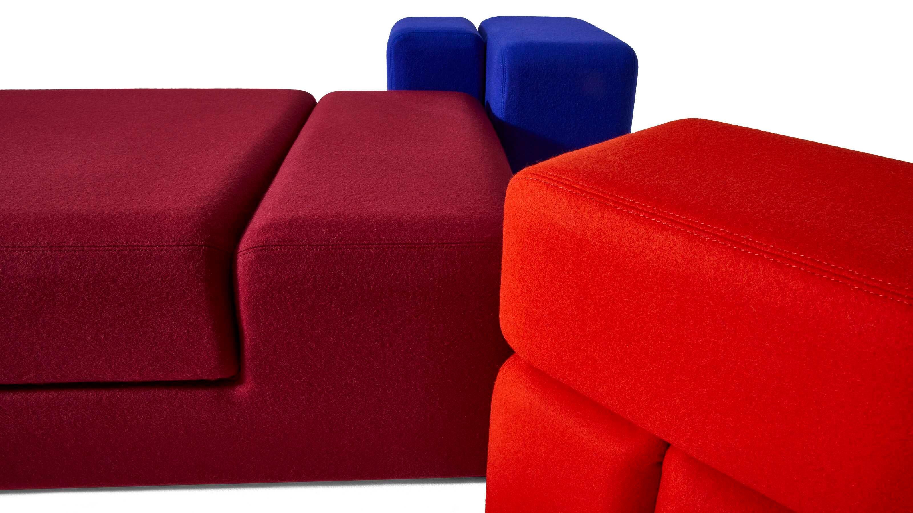 Mid-Century Modern Linde Freya Tangelder Set of Three Soft Corners Side Table & Pouffs For Cassina For Sale