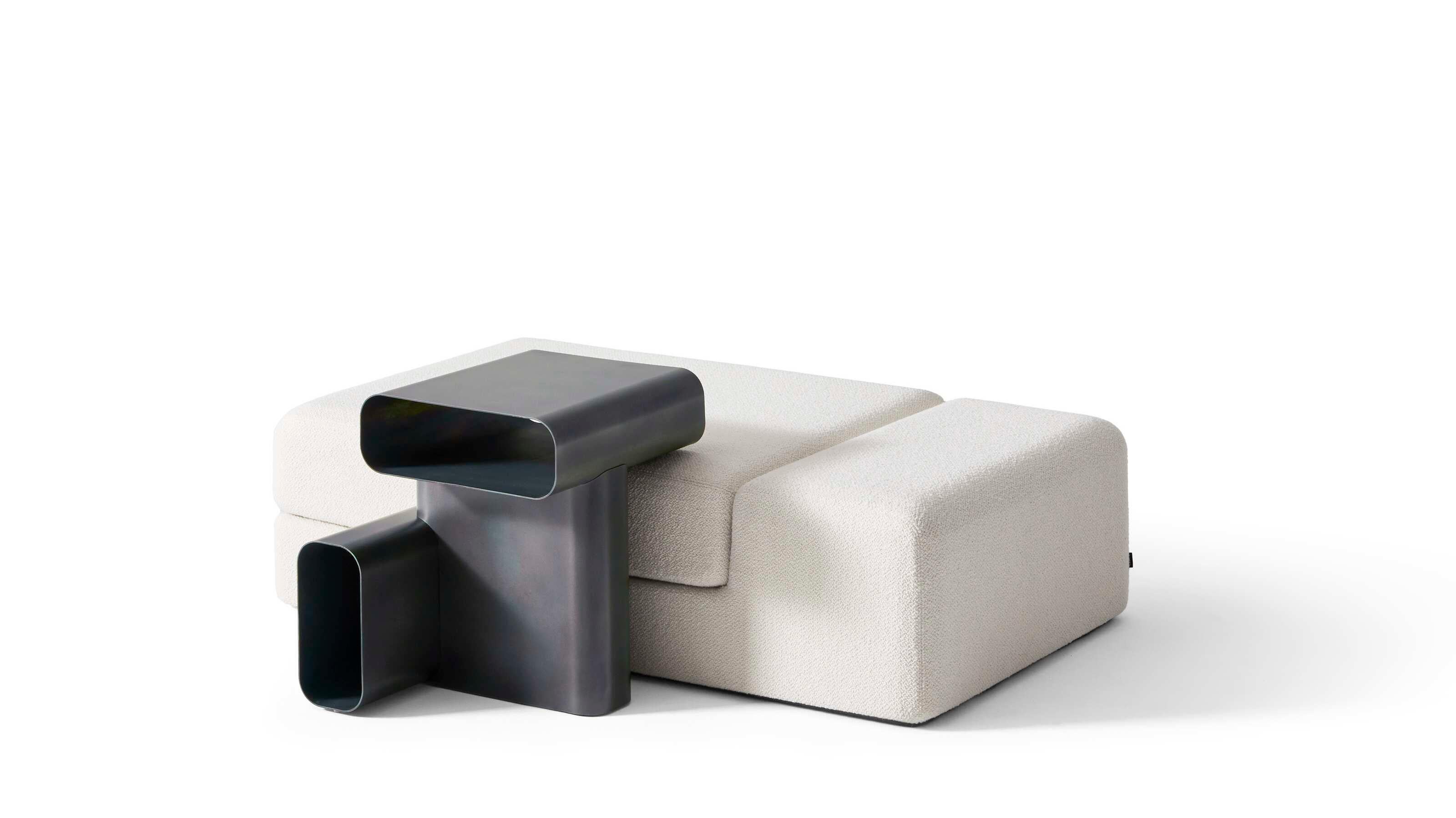 Mid-Century Modern Linde Freya Tangelder Set of Two Soft Corners Side Table & Pouffs For Cassina en vente