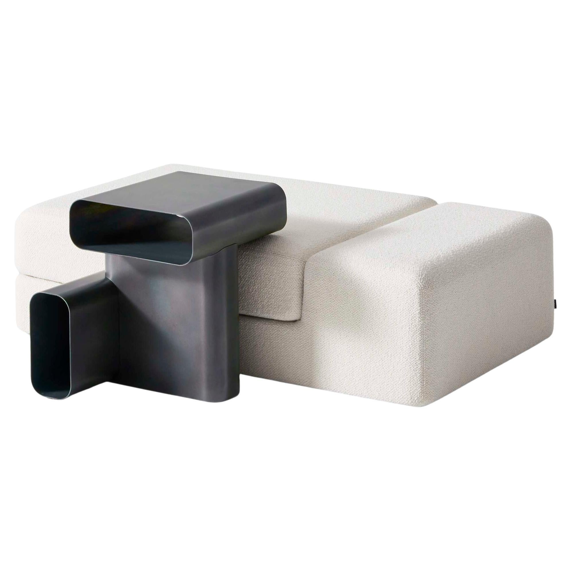 Linde Freya Tangelder Set of Two Soft Corners Side Table & Pouffs For Cassina