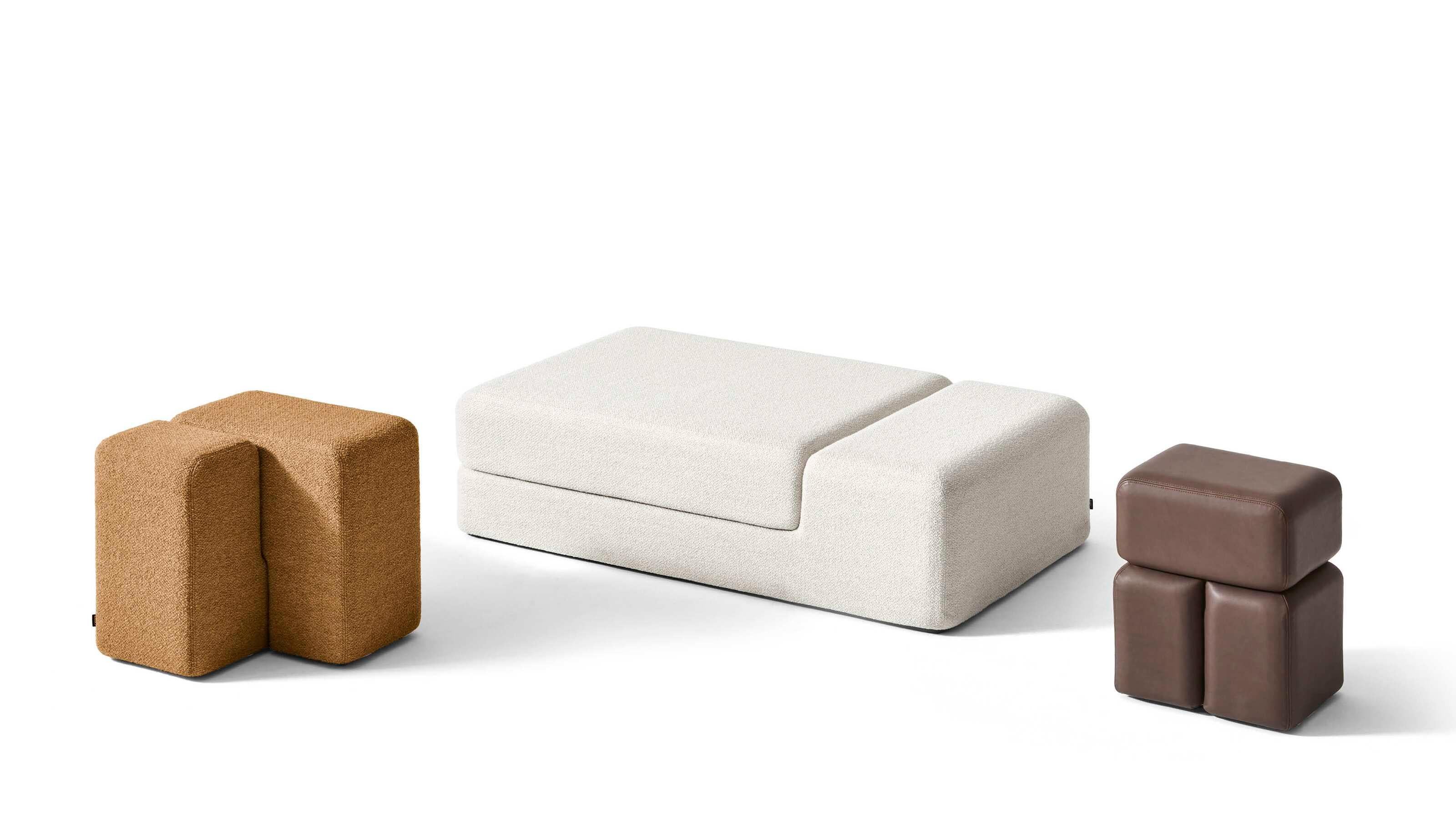 Tissu Linde Freya Tangelder Soft Corners Poufs For Cassina en vente