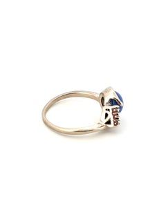 Linde Star Sapphire 14K White Gold 0.05ctw Natural Diamond Ring