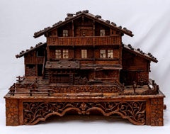 Linden and Resinous Savoyard Chalet, Music Box, Liquor & Cigar Cellar, XIXth
