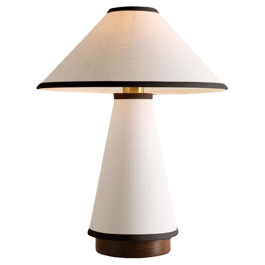 Linden Table Lamp Short, with Cream Linen and Black Trim by Studio DUNN For Sale