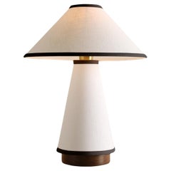 Linden Table Lamp Short, with Cream Linen and Black Trim by Studio DUNN