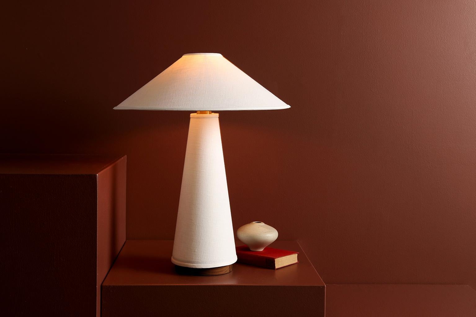 Hand-Crafted Linden Table Lamp with Contemporary Linen Shades by Studio Dunn For Sale