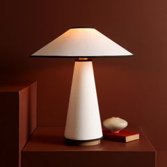 Linden Table Lamp with Cream Linen and Black Trim by Studio Dunn
