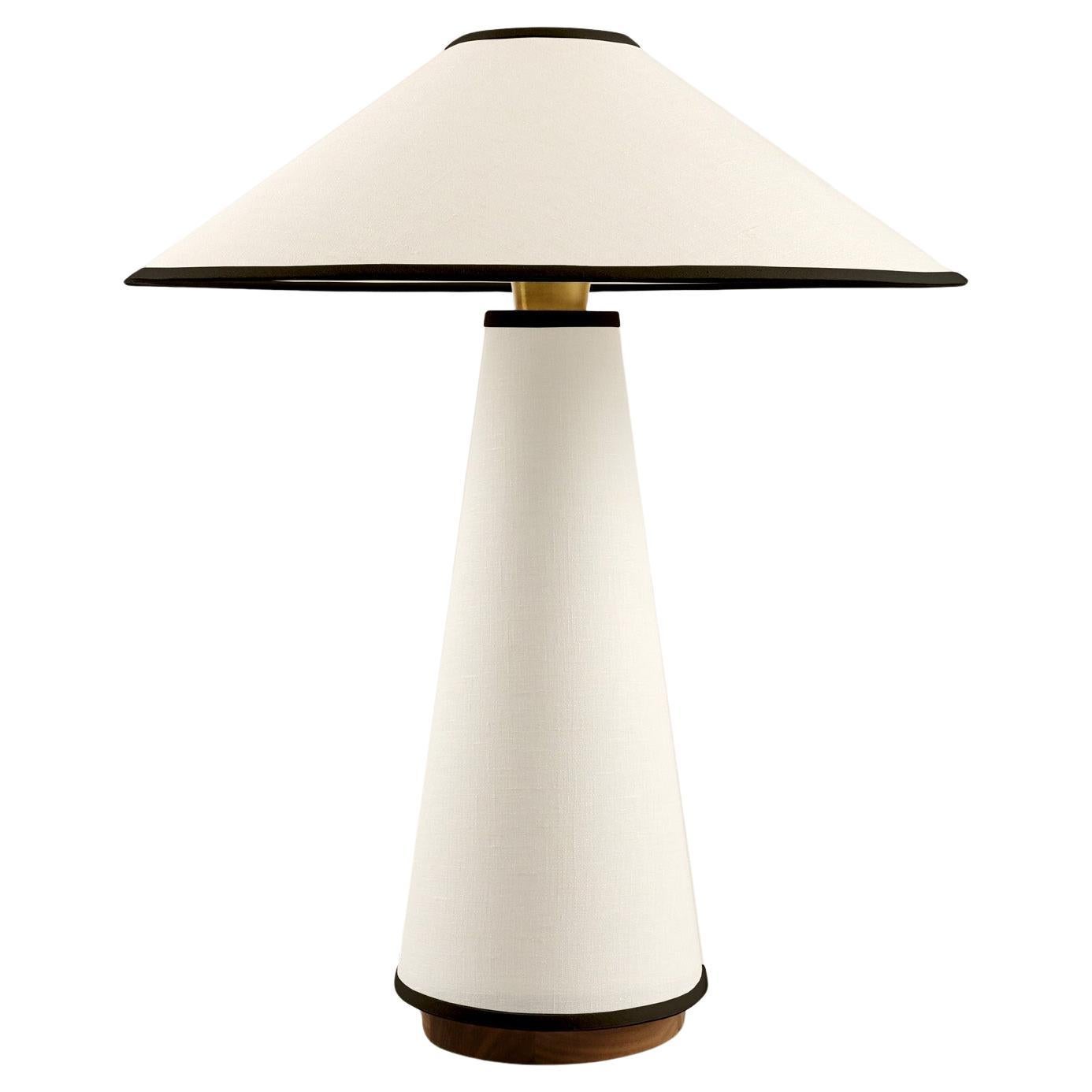 Linden Table Lamp with Cream Linen and Black Trim by Studio Dunn For Sale