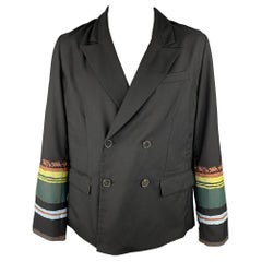 LINDER Size 40 Black Wool / Polyester Peak Lapel Double Breasted Jacket