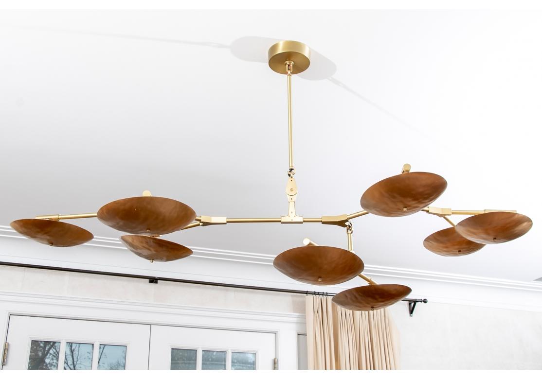Mid-Century Modern Lindsay Adelman Hammered Bronze Branching Disc Chandelier