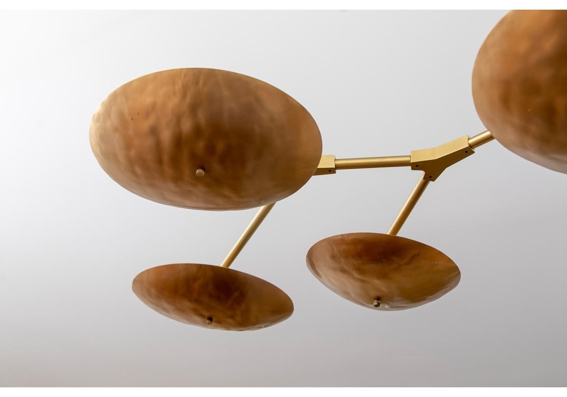 American Lindsay Adelman Hammered Bronze Branching Disc Chandelier