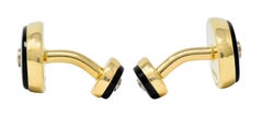 Lindsay & Co. Retro Diamond Onyx 14 Karat Gold Cufflinks