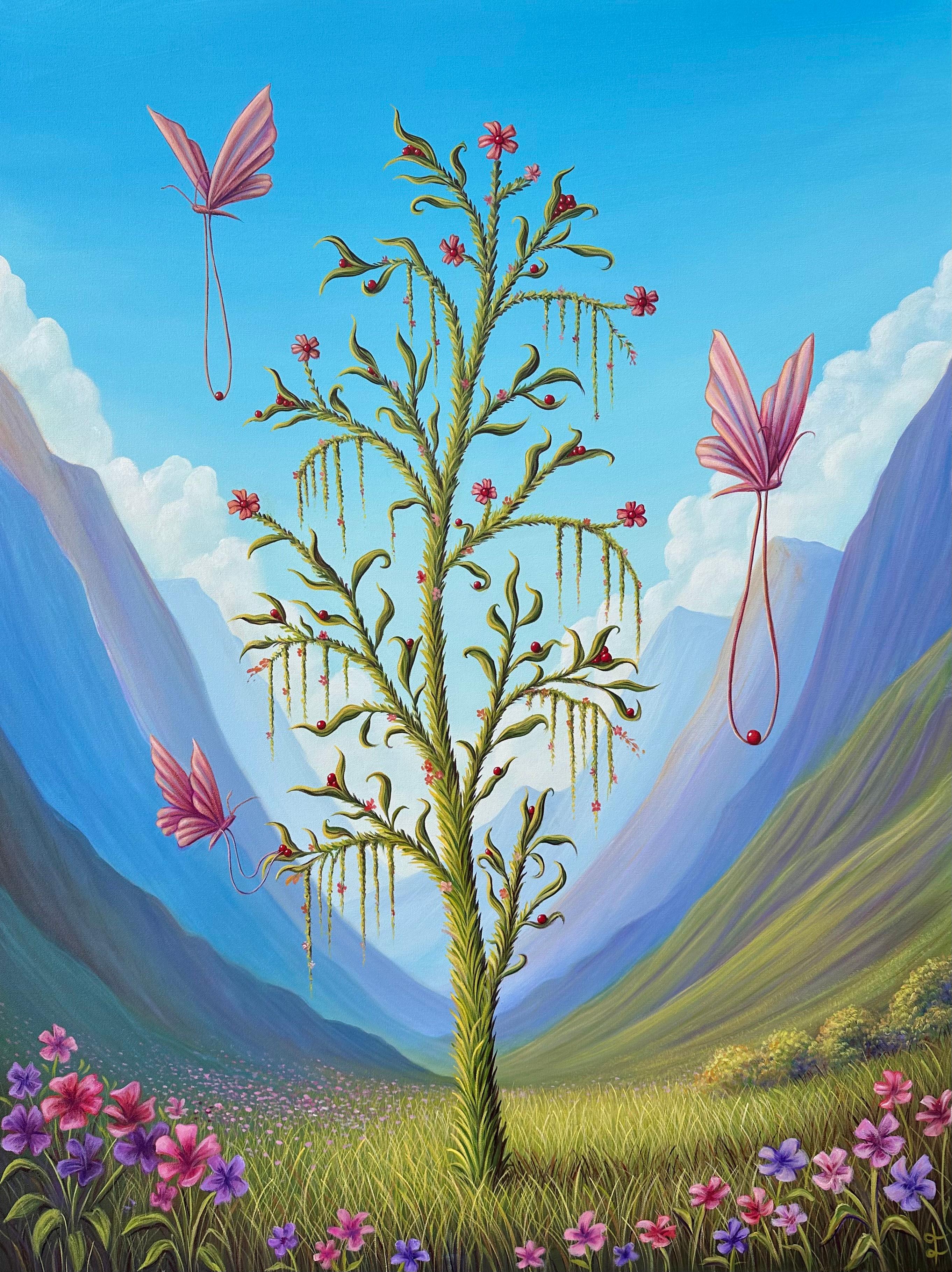 Frühlingsernte - original surrealistisches Gemälde - zeitgenössisches Landschaftskunstwerk