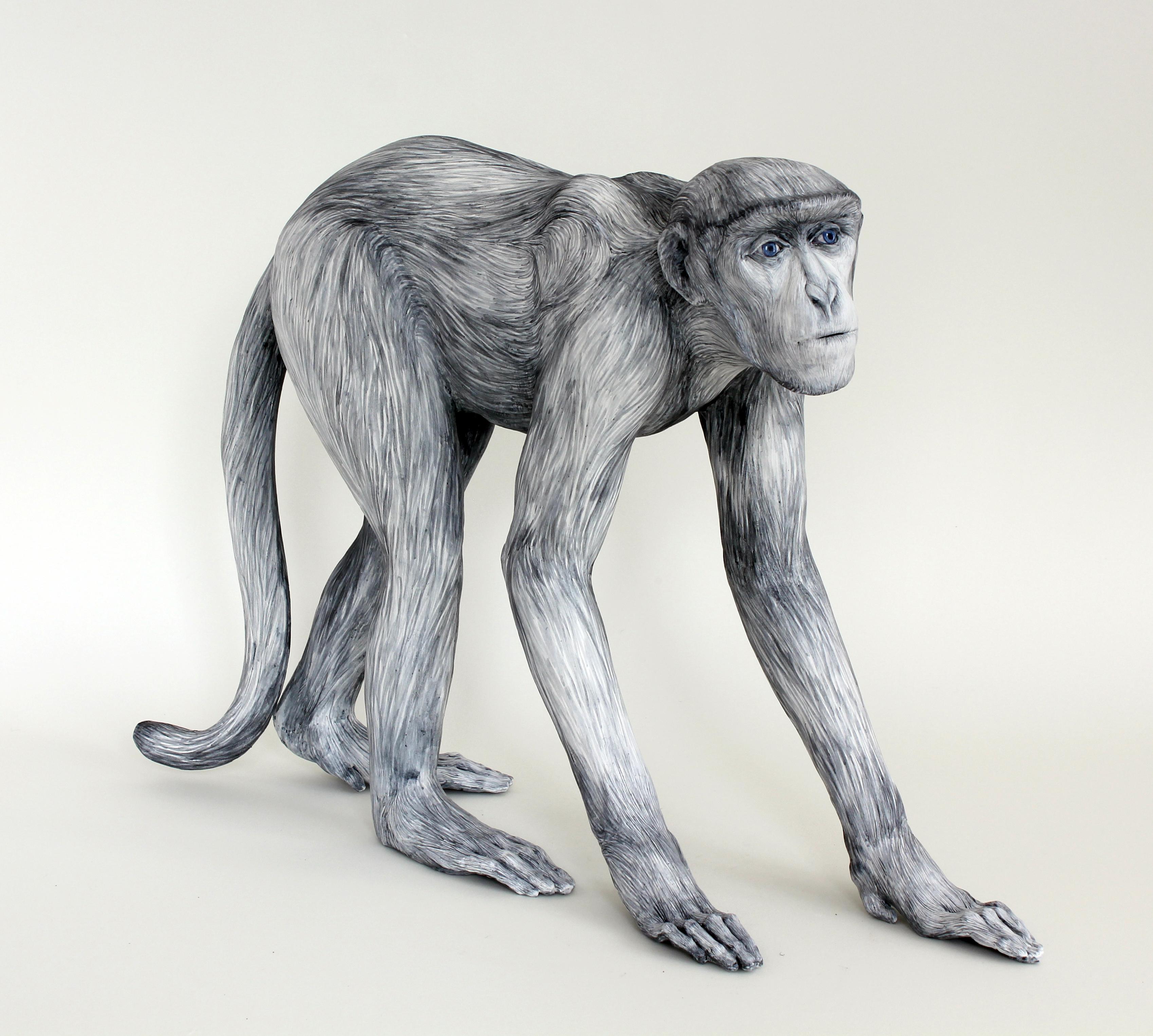 Figurative Sculpture Lindsay Pichaske - « Pelage », contemporain, figuratif, céramique, sculpture, sous glaçure, peinture