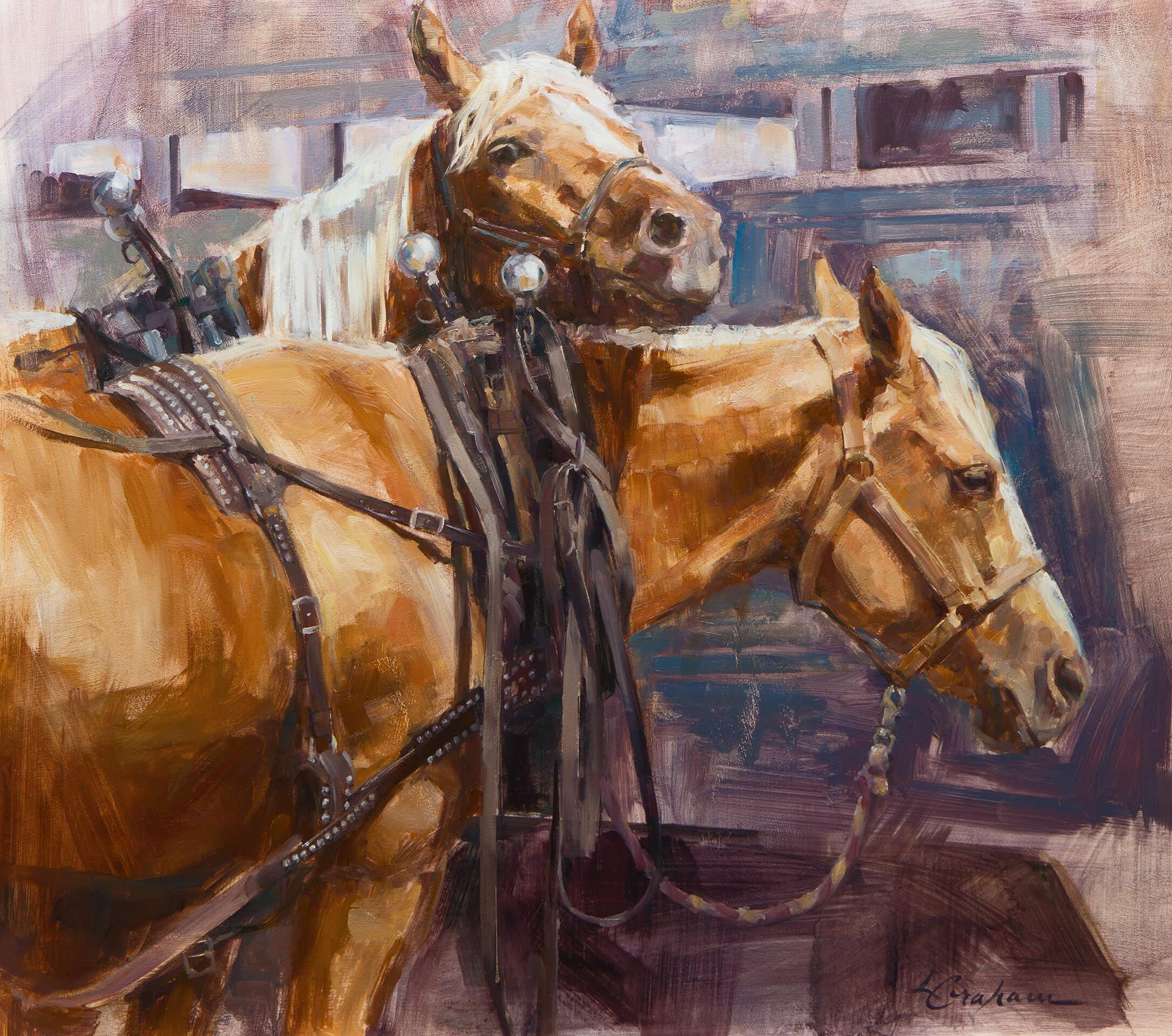 "Linee di guida" (2019) di Lindsey Bittner Graham, pittura originale a olio su animali