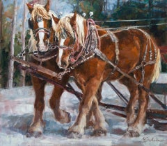 "Surefooted Team" (2019) di Lindsey Bittner Graham, pittura originale ad olio su animale