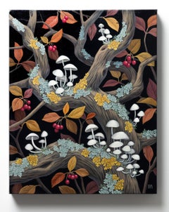 "Habitat", Twisting Woodland Branches with Mushrooms and Berries