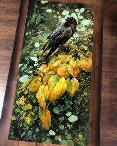 "Nella foschia dorata dell'autunno" di Lindsey Kustusch, pittura ad olio still life