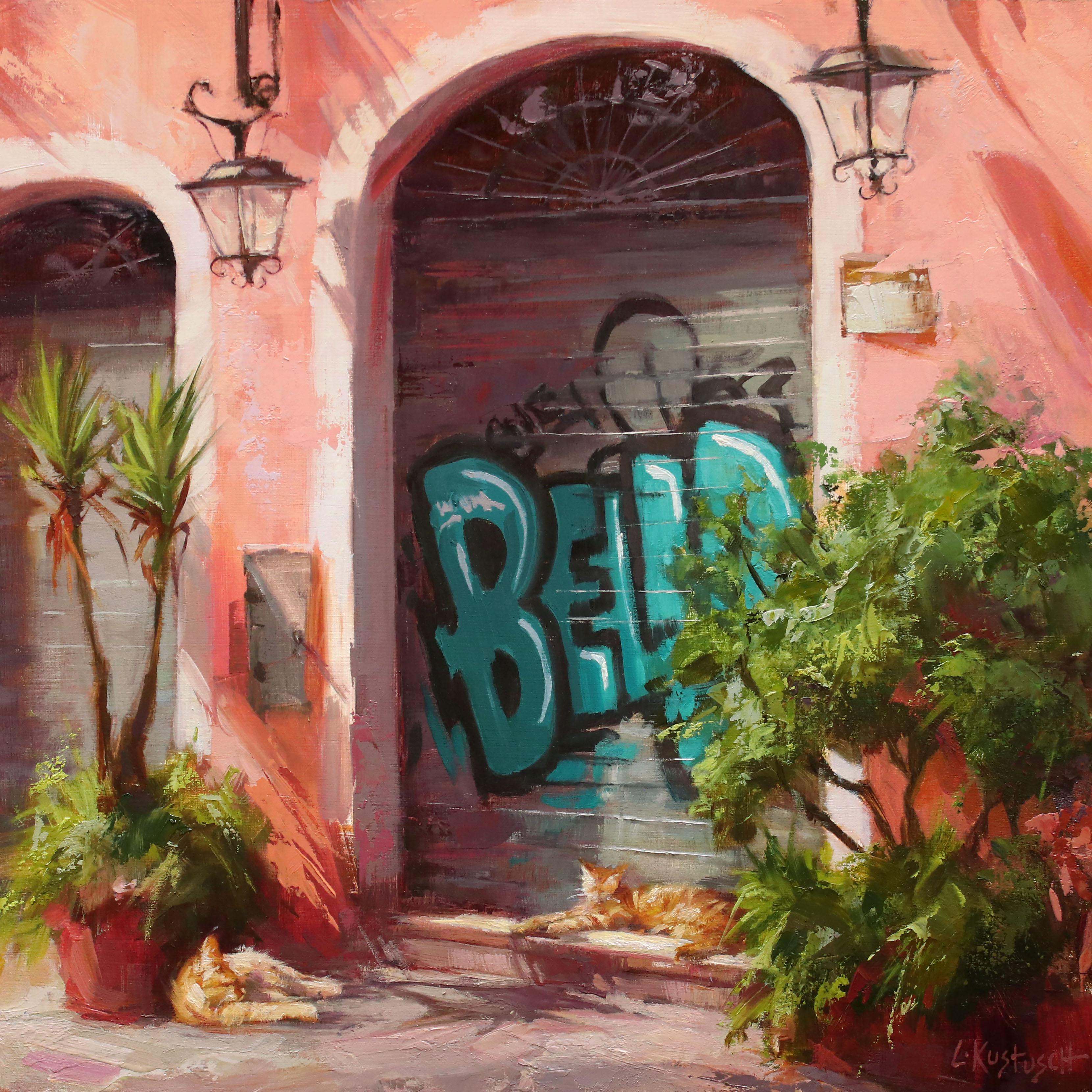 "Riposa" von Lindsey Kustusch, Realistisches Italienisches Stadtbild Ölgemälde