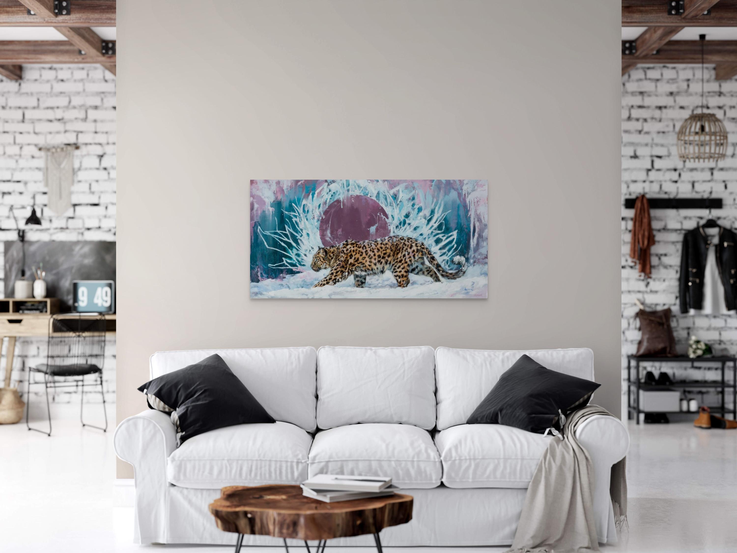 „Dermur Leopard“ – Endangered Big Cat, Ölgemälde (Realismus), Painting, von Lindsey Kustusch