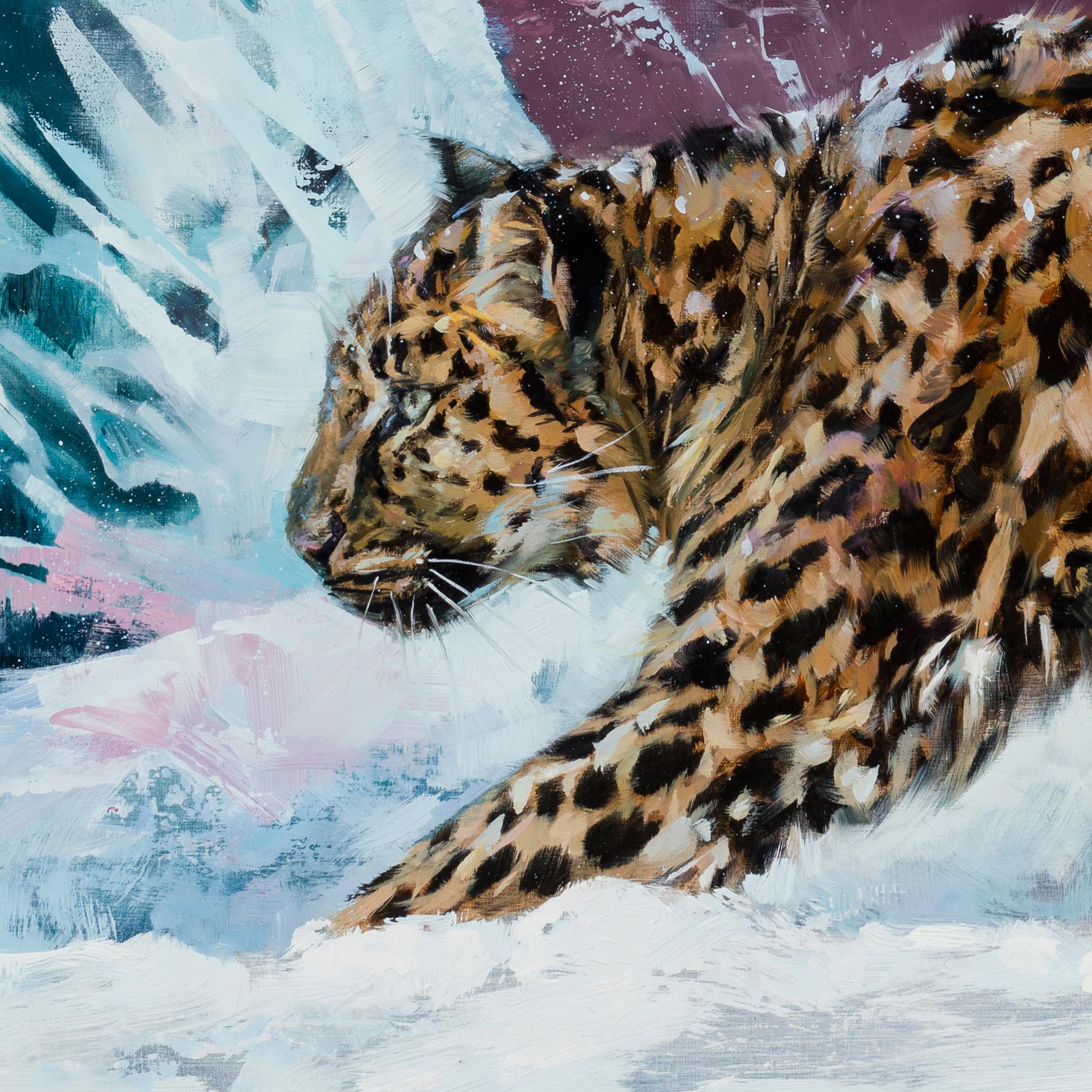 „Dermur Leopard“ – Endangered Big Cat, Ölgemälde im Angebot 4