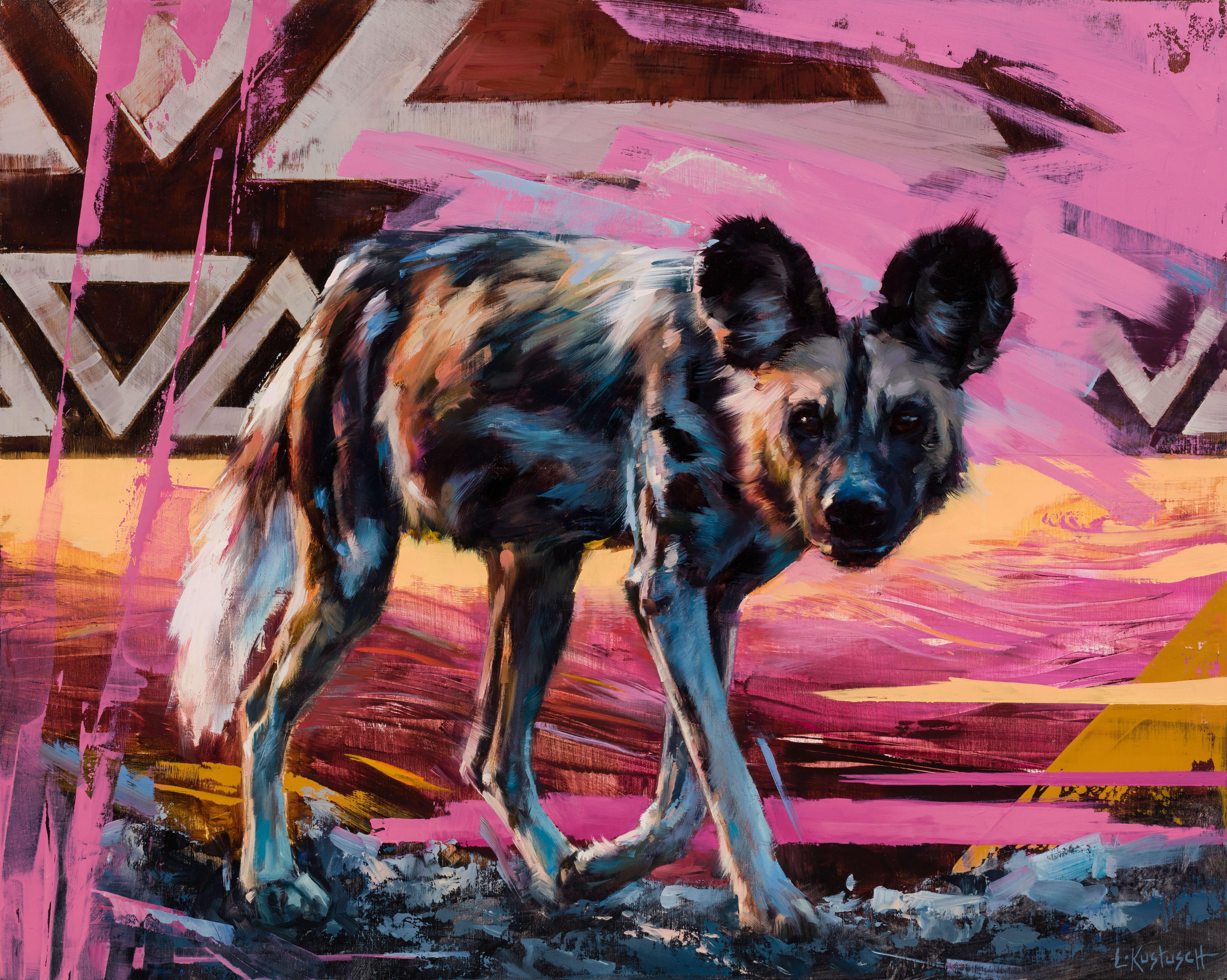 Lindsey Kustusch Figurative Painting - "The Painted Dog" Original Oil Painting