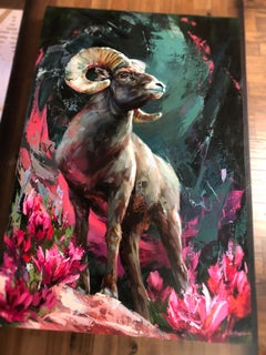 "The Rocky Mountain Bighorn Sheep" Original Oil Painting
