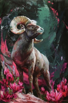 "The Rocky Mountain Bighorn Sheep" Original Oil Painting