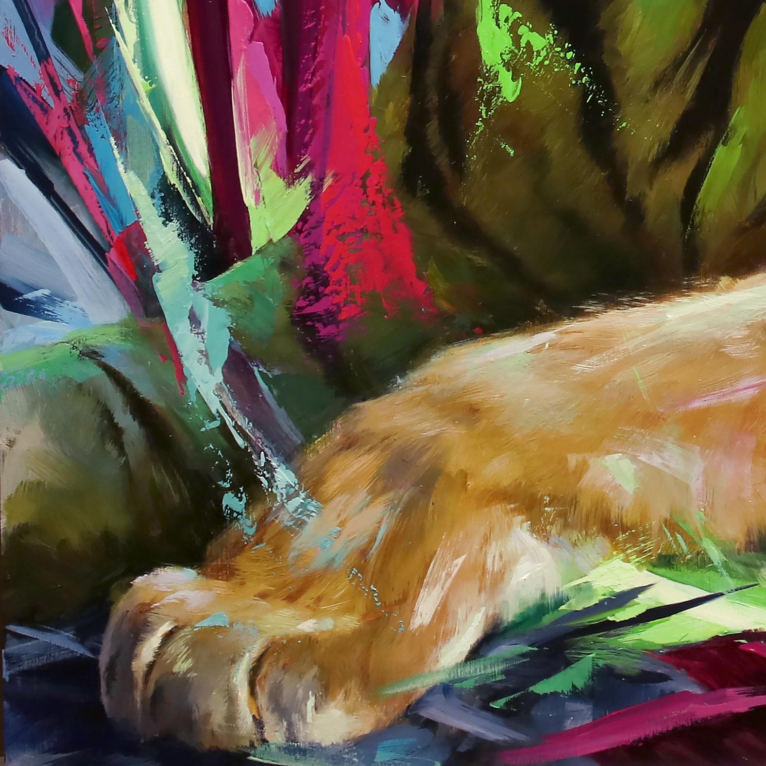 „Der Sumatran-Tiger“ – Original-Ölgemälde einerangerten großen Katze im Angebot 1
