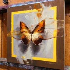 "The Sunset Morpho on Shades of Slate & Umber" Original Oil Painting