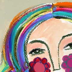 Bombshell Bright 1 - Retrato Figurativo Abstracto al Óleo Pastel