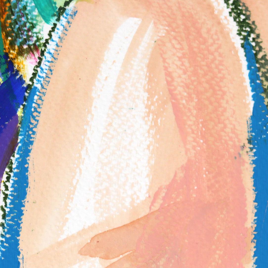 Bombshell Bright 1 - Retrato Figurativo Abstracto al Óleo Pastel - Figurative Painting Beige de Lindsey McCord