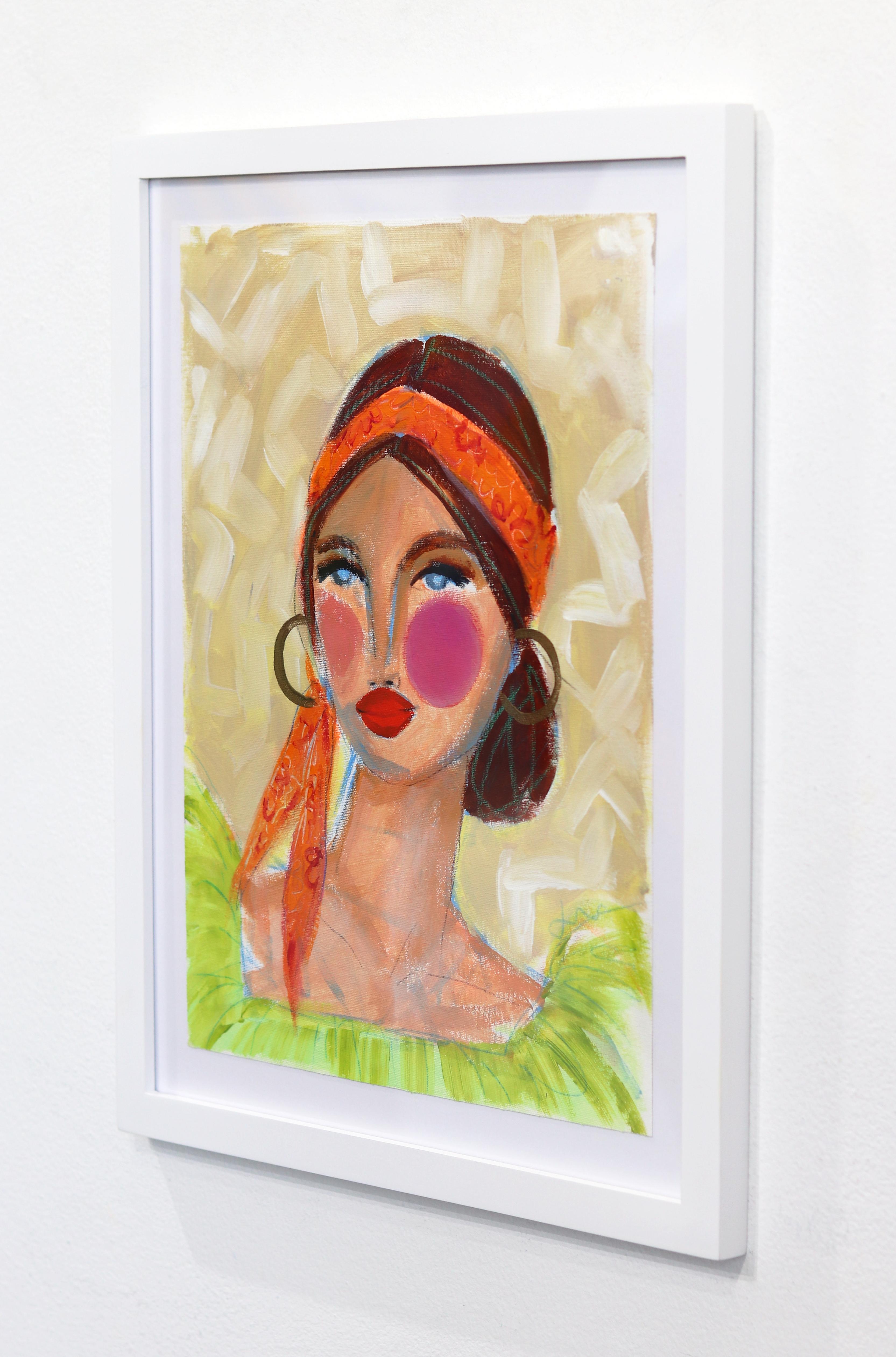 Carolina - Retrato Figurativo Abstracto Colorido Pintura Original - Painting de Lindsey McCord