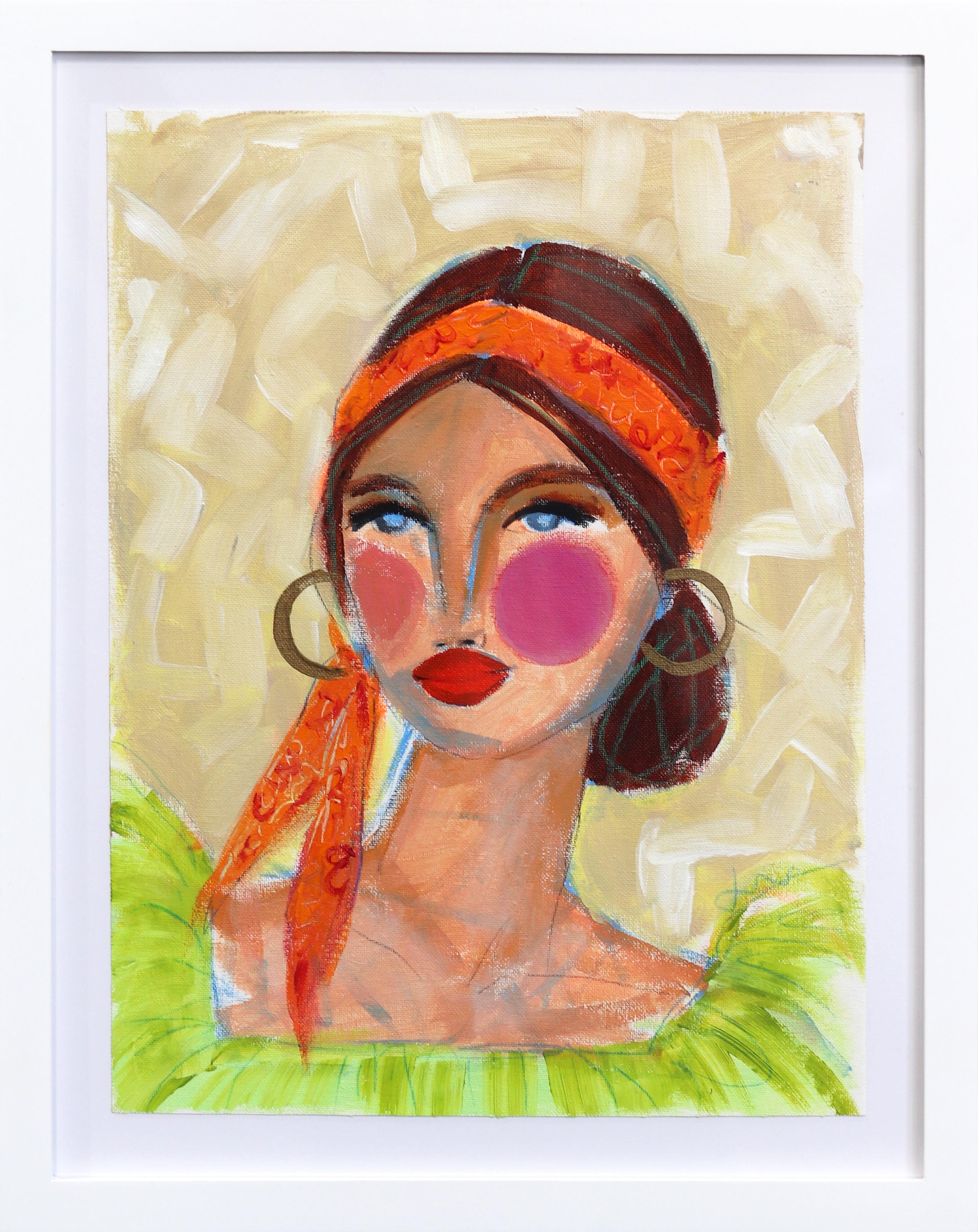 Figurative Painting de Lindsey McCord - Carolina - Retrato Figurativo Abstracto Colorido Pintura Original