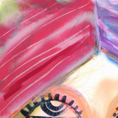 Celine - Ritratto figurativo astratto colorato Pittura originale