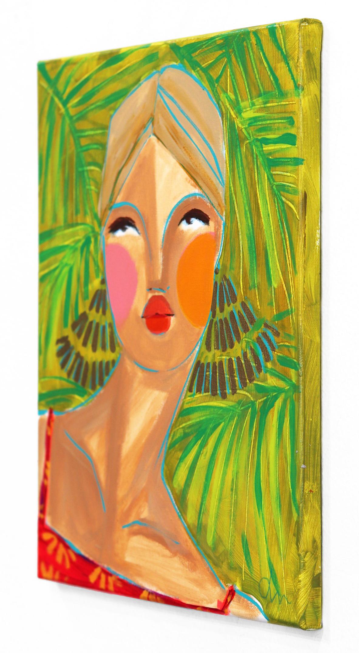 Gold Coast Girl - Colorful Abstract Figurative Portrait Original Painting  For Sale 1