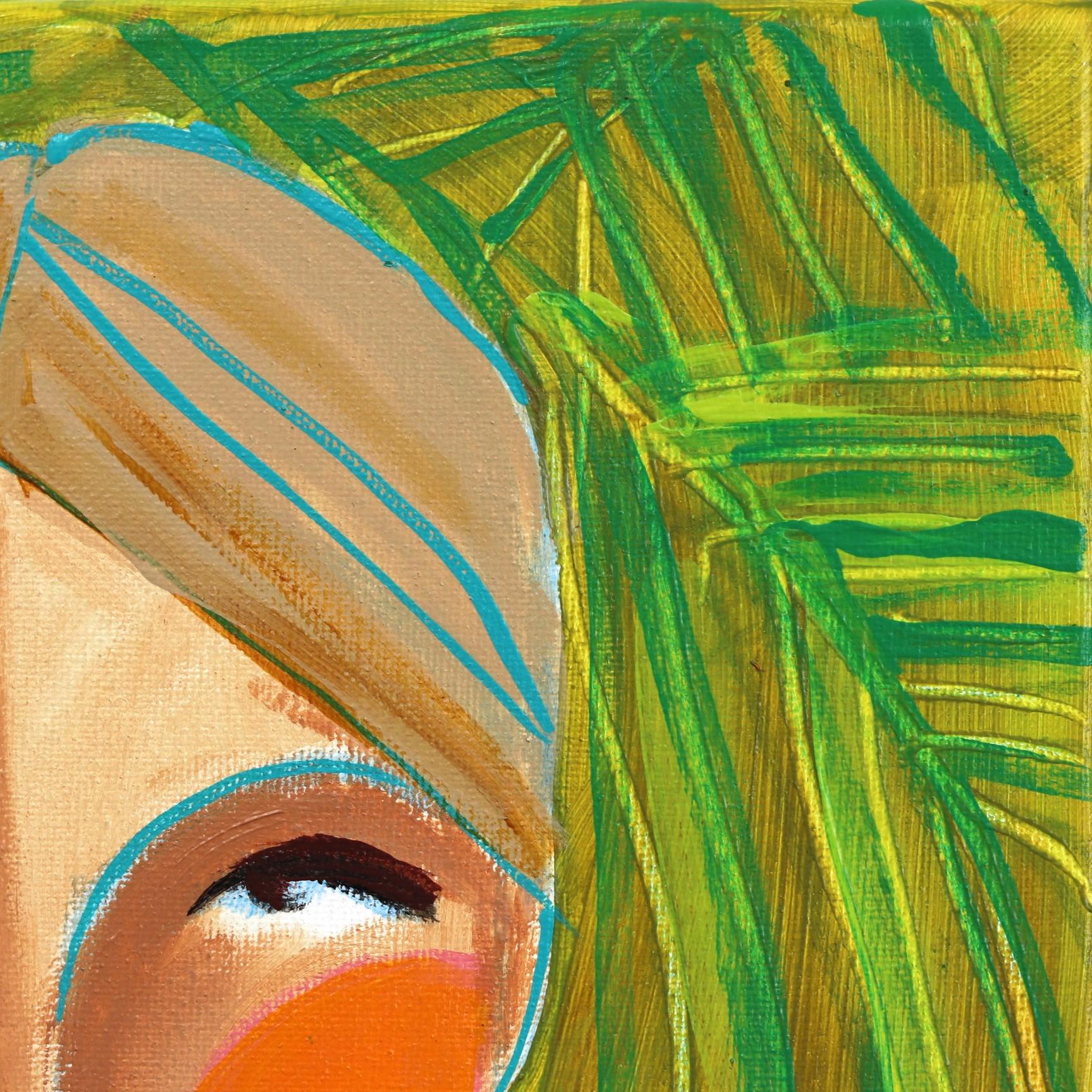 Gold Coast Girl - Colorful Abstract Figurative Portrait Original Painting  For Sale 2