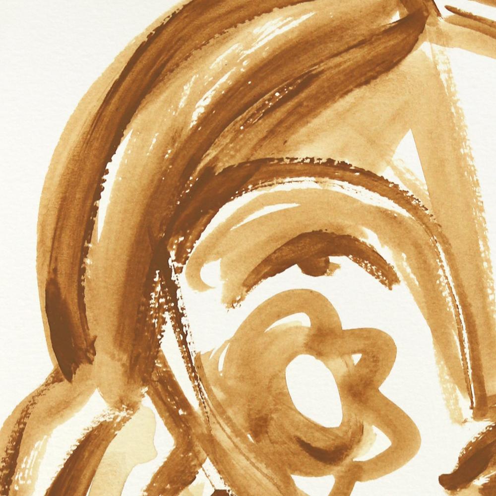 Ice Coffee Bombshell 3 - Retrato Figurativo Abstracto Beige Neutro - Painting Contemporáneo de Lindsey McCord