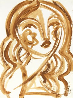 Ice Coffee Bombshell 3 - Neutral Beige Abstract Figurative Portrait