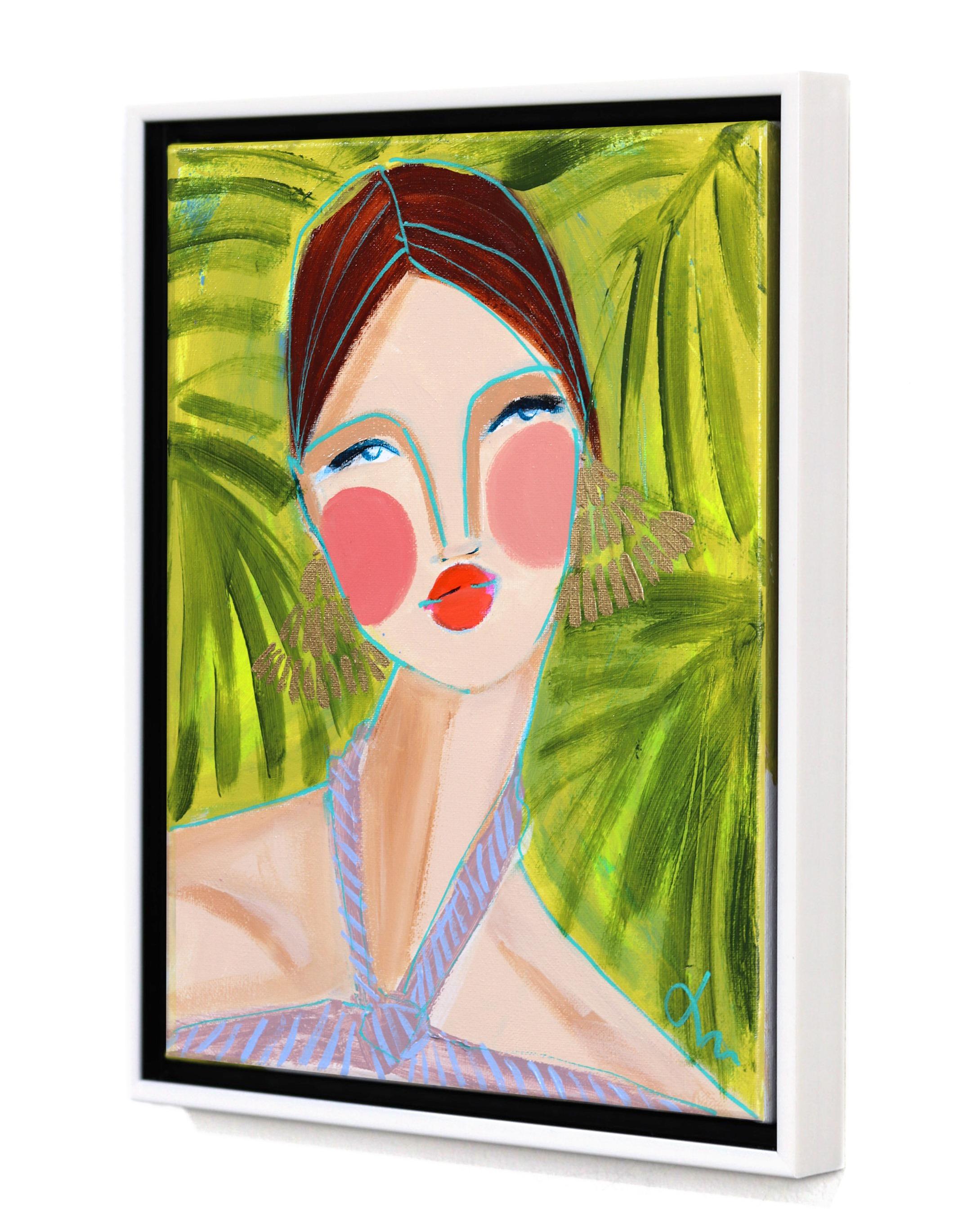 Miss Priss Palms 2 - Colorful Abstract Figurative Portrait Original Painting For Sale 2