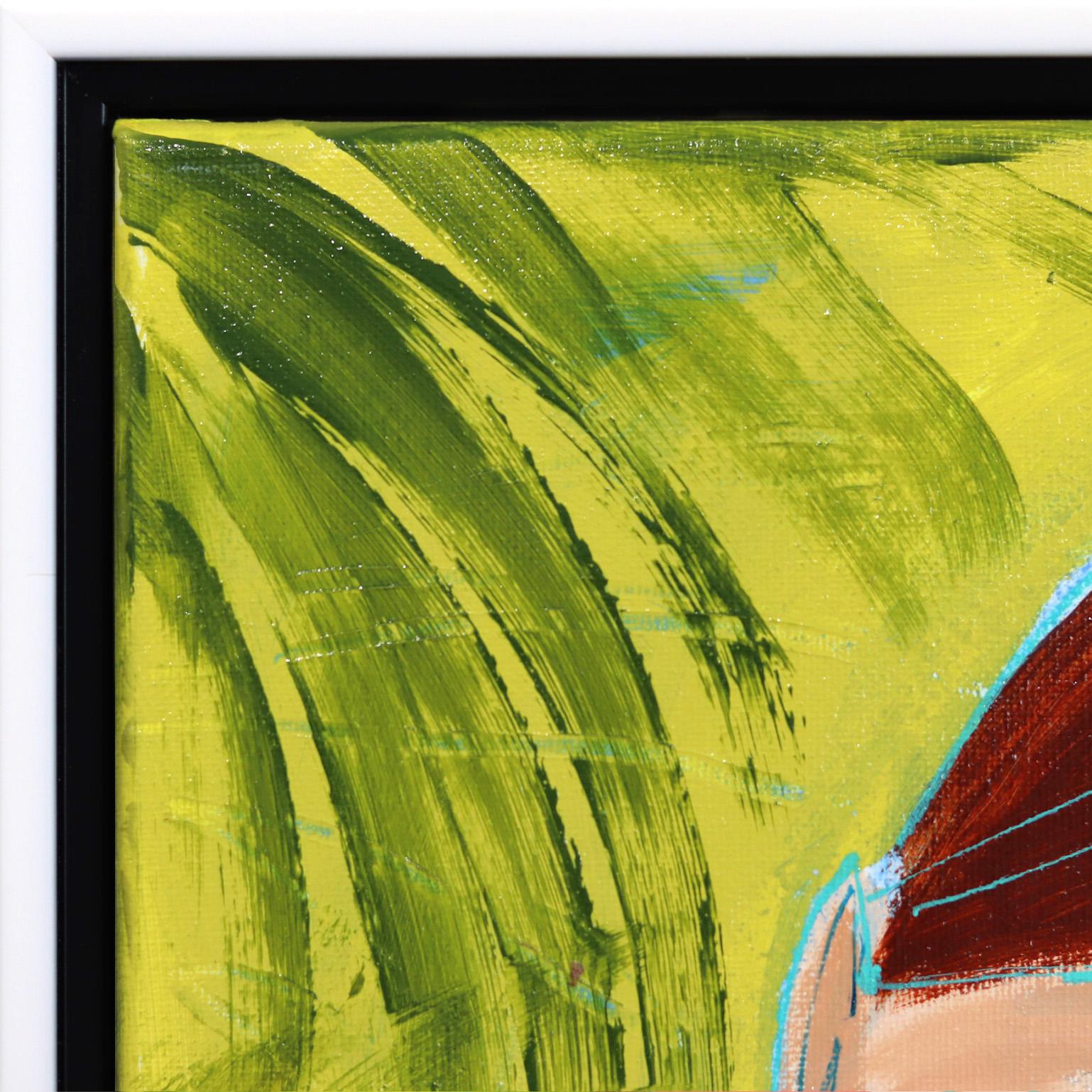 Miss Priss Palms 4 - Buntes abstraktes figuratives Porträt, Originalgemälde (Zeitgenössisch), Painting, von Lindsey McCord