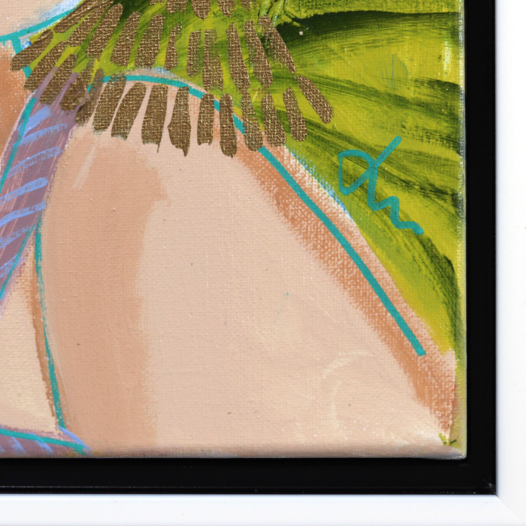 Miss Priss Palms 4 - Buntes abstraktes figuratives Porträt, Originalgemälde im Angebot 3