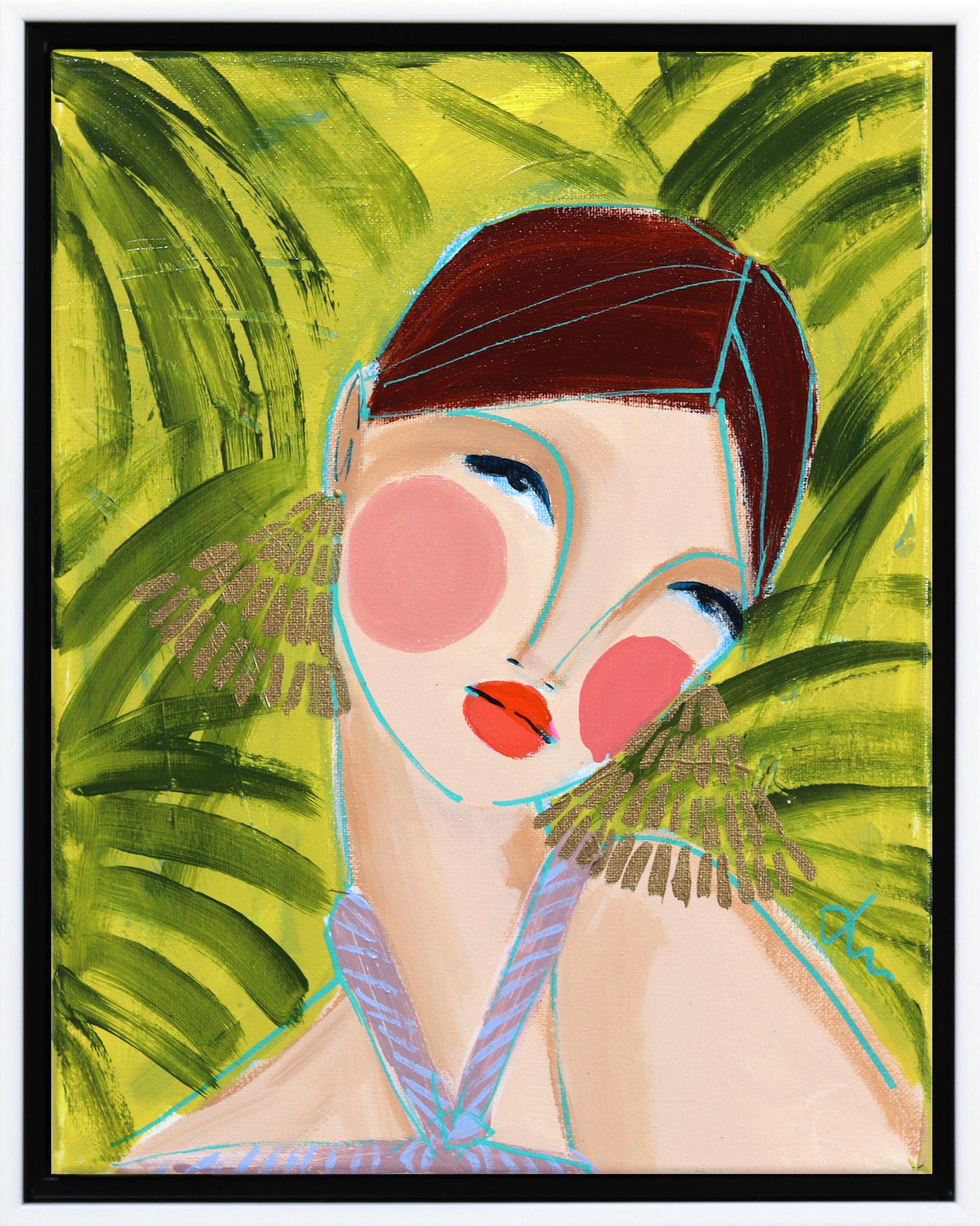 Miss Priss Palms 4 - Ritratto figurativo astratto colorato Pittura originale