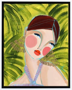 Miss Priss Palms 4 - Ritratto figurativo astratto colorato Pittura originale
