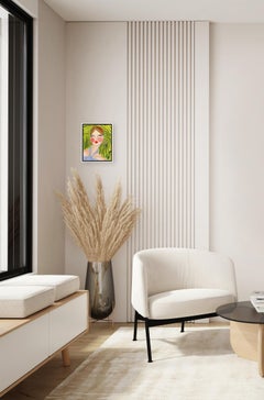 Miss Priss Palms 5 - Portrait figuratif abstrait coloré - Peinture originale