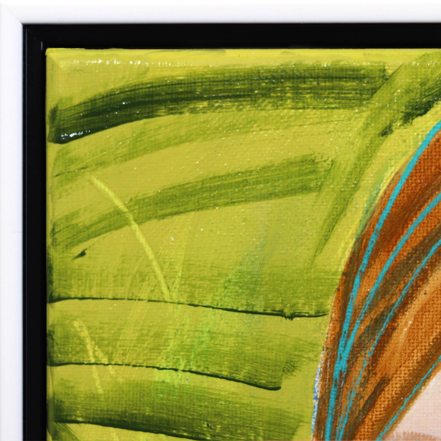 Miss Priss Palms 5 - Buntes abstraktes figuratives Porträt, Originalgemälde (Zeitgenössisch), Painting, von Lindsey McCord