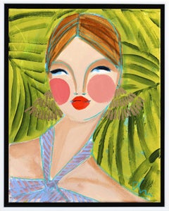 Miss Priss Palms 5 - Ritratto figurativo astratto colorato Pittura originale