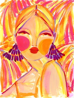 Tropicana 2 - Portrait figuratif abstrait vibrant et original