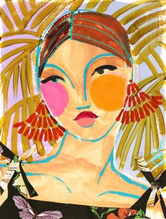 Vacationer 2 - Colorful Abstract Figurative Portrait Original Painting For Sale