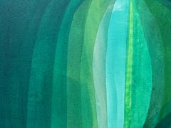 abstract, green, cavnas, acrylic, painting
