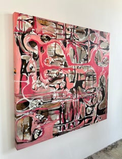 Abstract, Large, Pink, Acrylic on canvas, painting